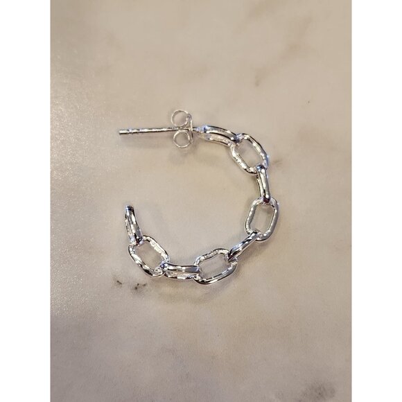 Sterling Silver Chain Link Hoop Earrings - Picture 5 of 5